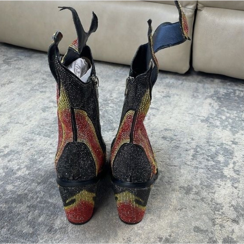 Club Exx Dolls Kill Rhinestone Fire ‘SHERIFF SHINE’ Cowboy Boots NEW 10/9 - Picture 6 of 9